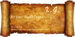 Krier György névjegykártya